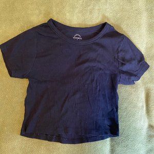 Cropped Black Ribbed T-Shirt Size M